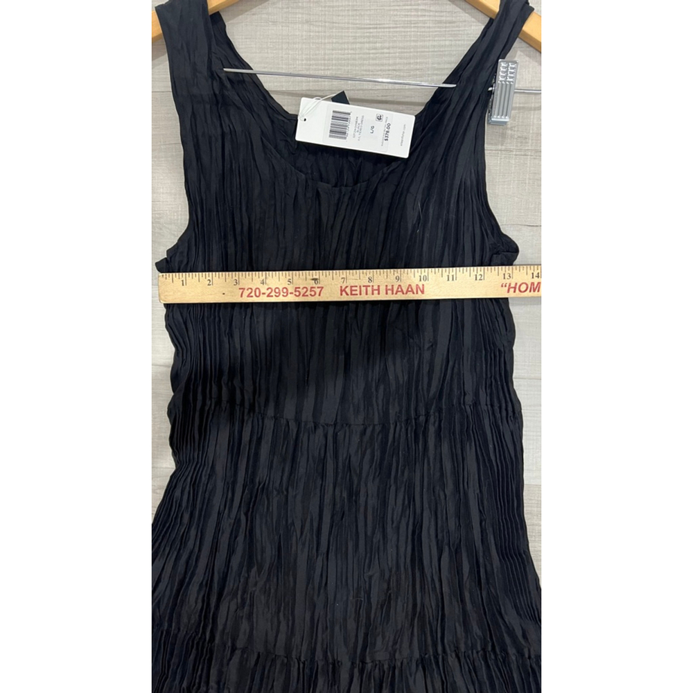 Women's new Eileen Fisher Black Tiered Midi Dress L - Picture 7 of 9